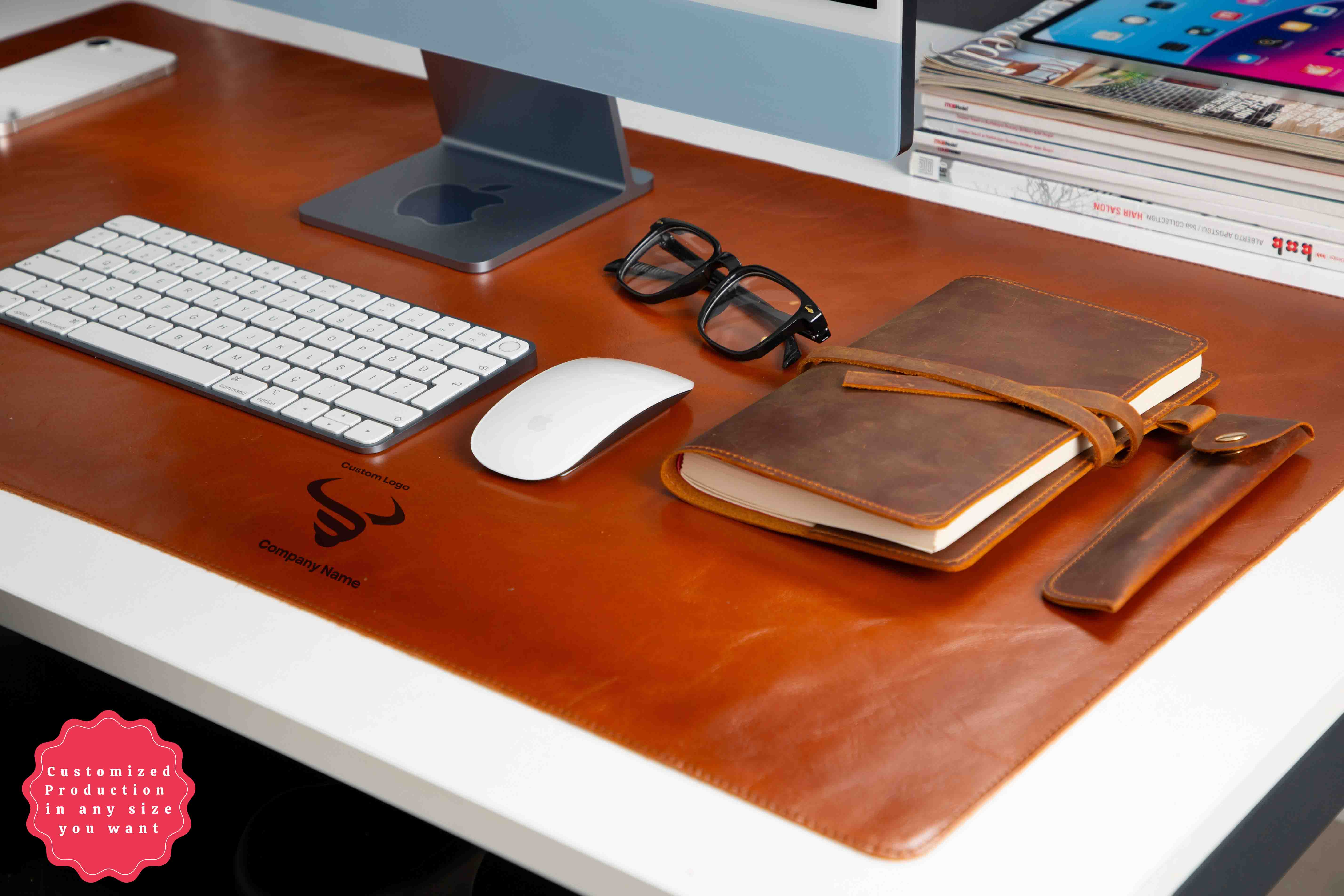 Natural Leather Desk Mat 35.8" x 18.9" (91 Cm x 48 Cm)